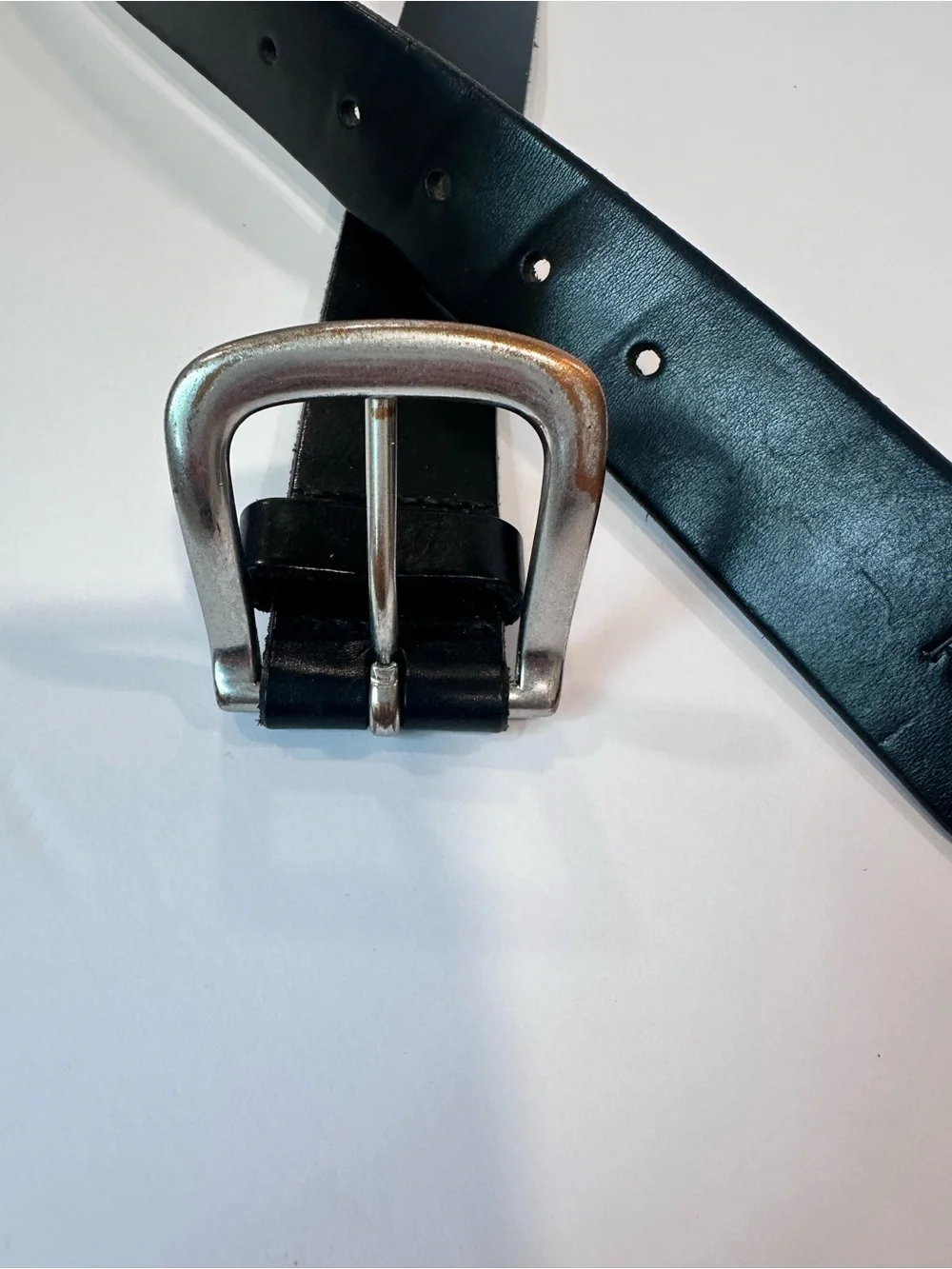 Polo Ralph Lauren Italian Leather Black Belt Size 42 Silver Tone Buckle Men’s